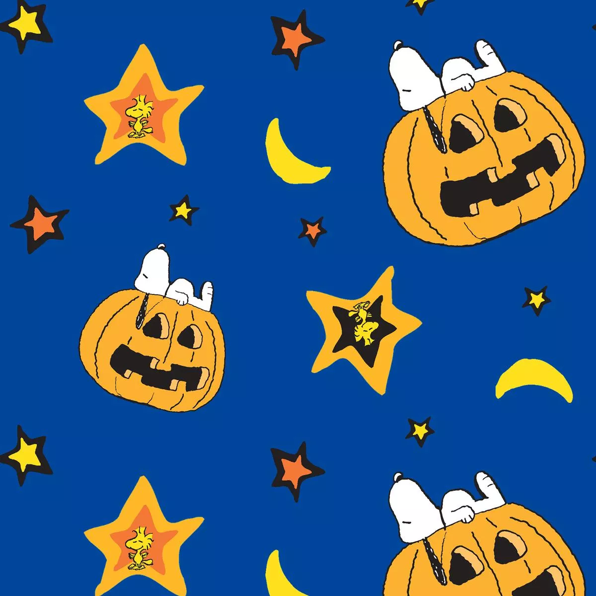 peanuts-snoopy-halloween-pumpkin-stars-fabric Peanuts Snoopy Halloween Pumpkin Stars Fabric