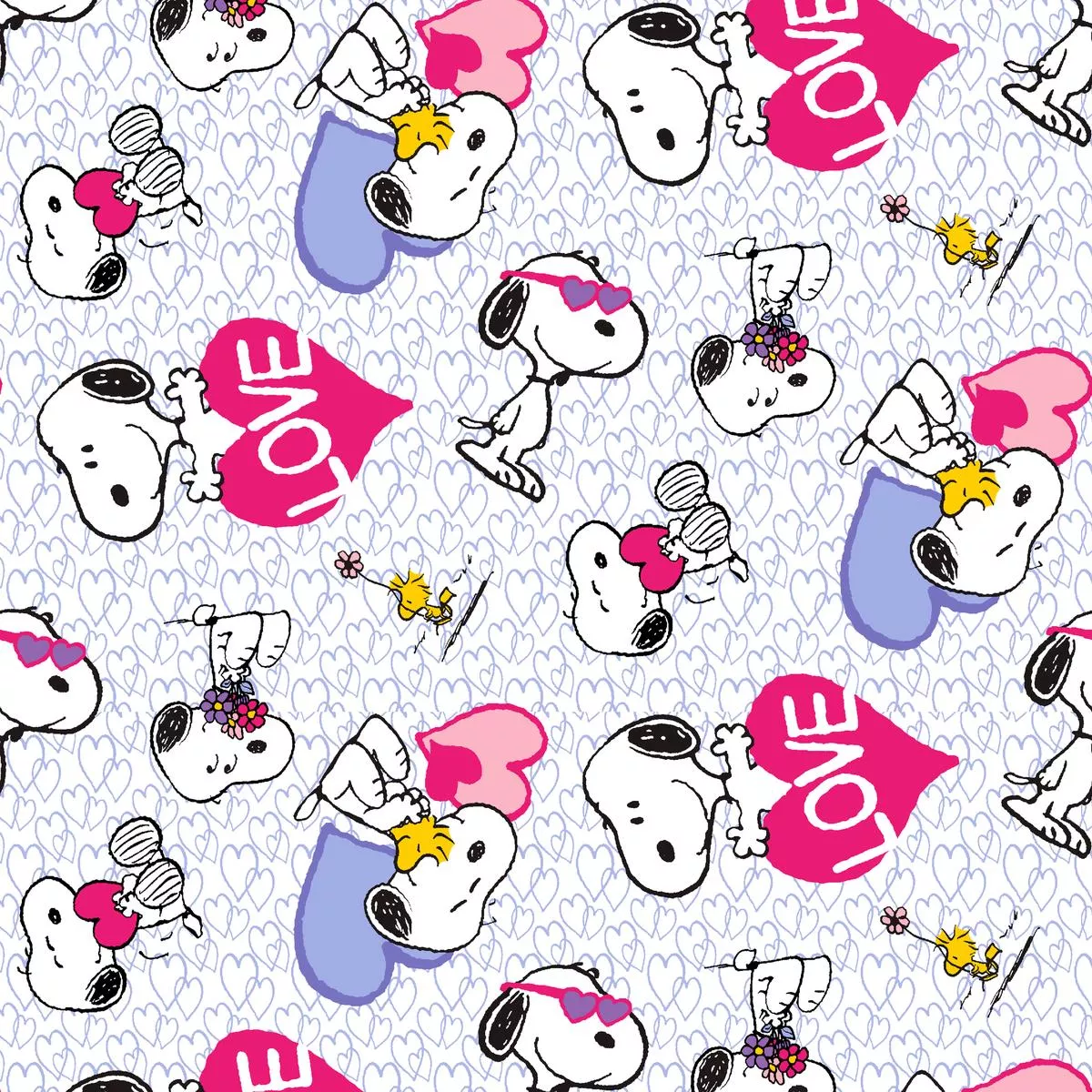 peanuts-snoopy-love-hearts-fabric Peanuts Snoopy Love Hearts Fabric