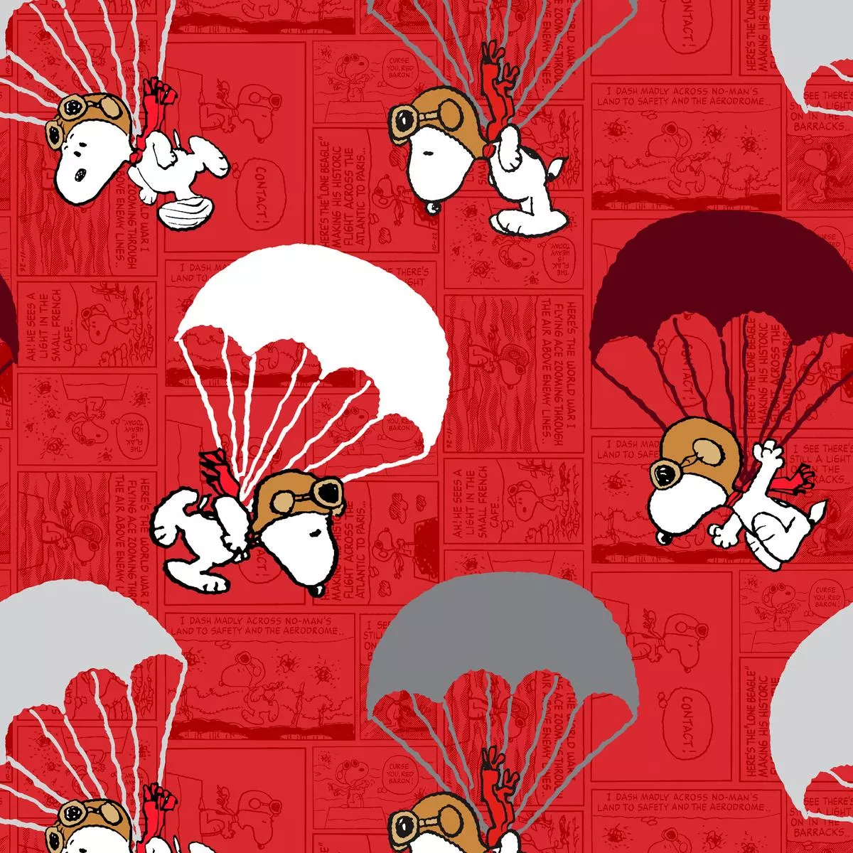 peanuts-snoopy-parachute-red-comic-fabric Peanuts Snoopy Parachute Red Comic Fabric