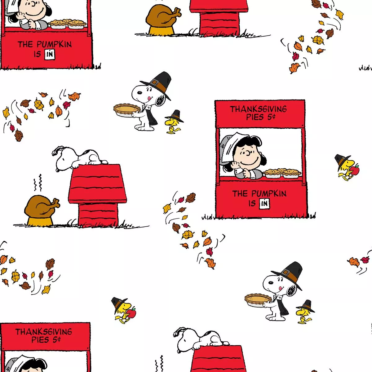 Peanuts Snoopy Pie Booths Fabric