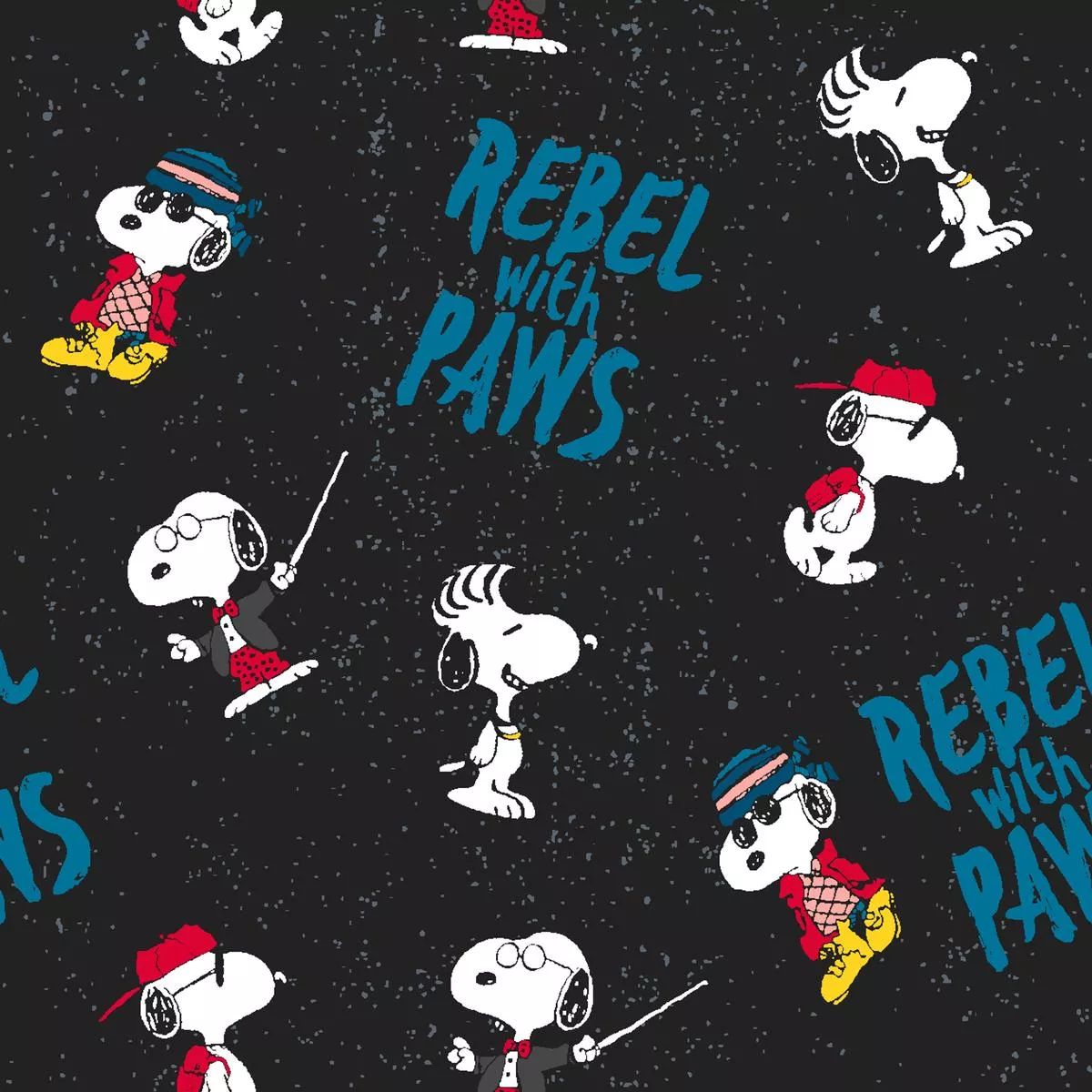 peanuts-snoopy-rebel-with-paws-fabric Peanuts Snoopy Rebel with Paws Fabric