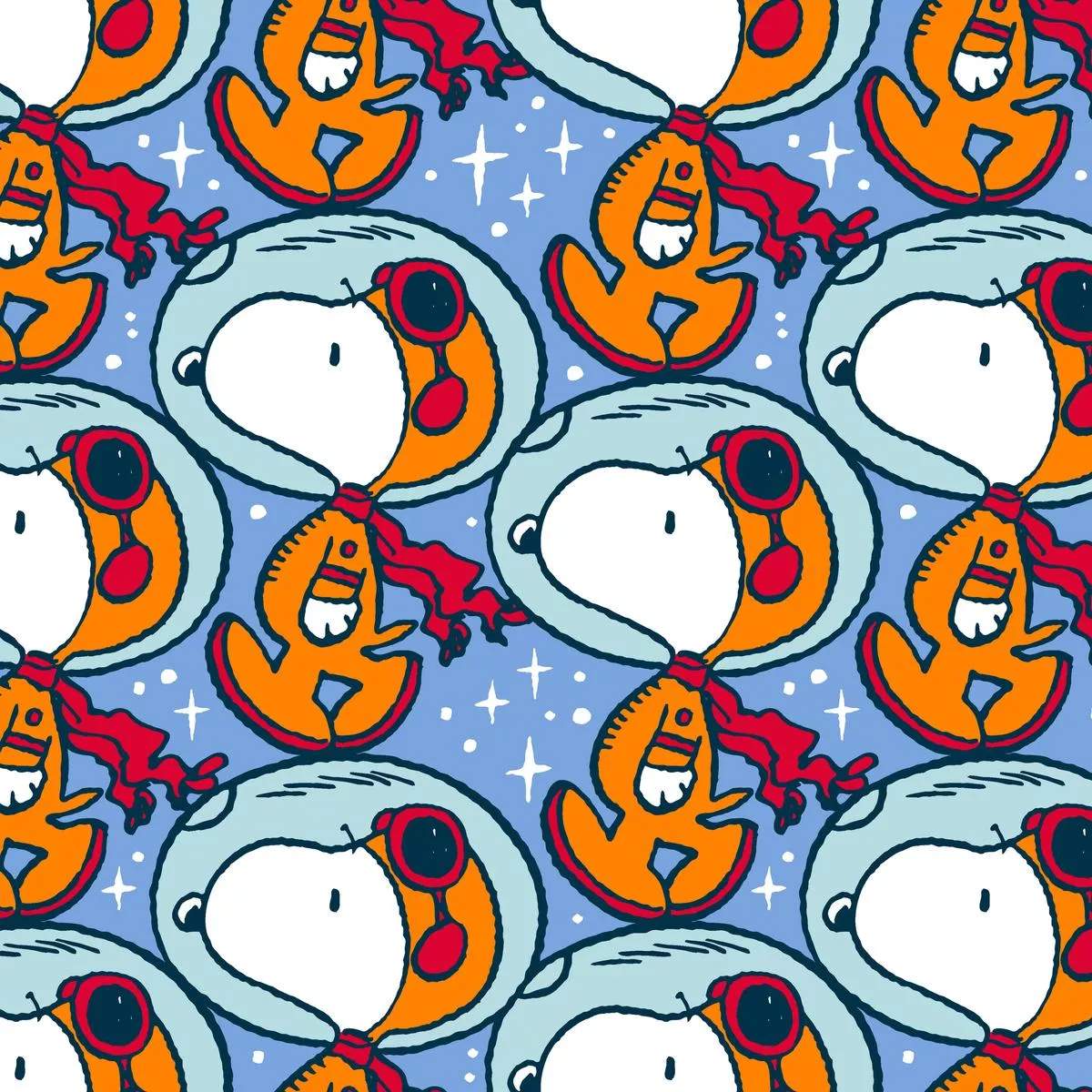 peanuts-snoopy-space-adventure-fabric Peanuts Snoopy Space Adventure Fabric