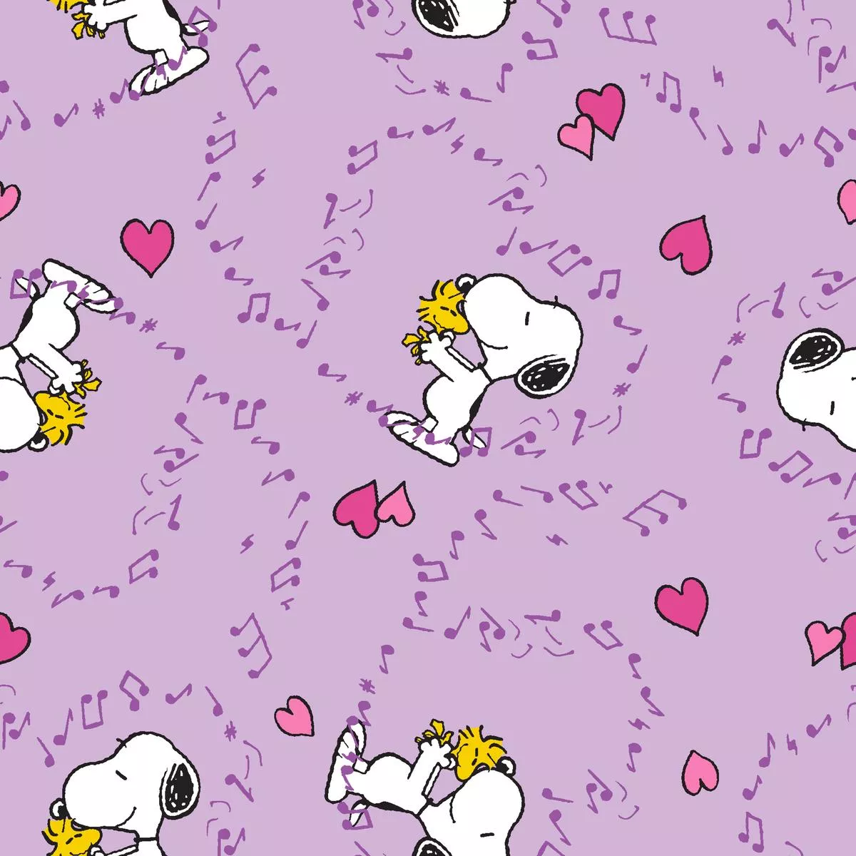 peanuts-snoopy-woodstock-love-notes-fabric Peanuts Snoopy & Woodstock Love Notes Fabric