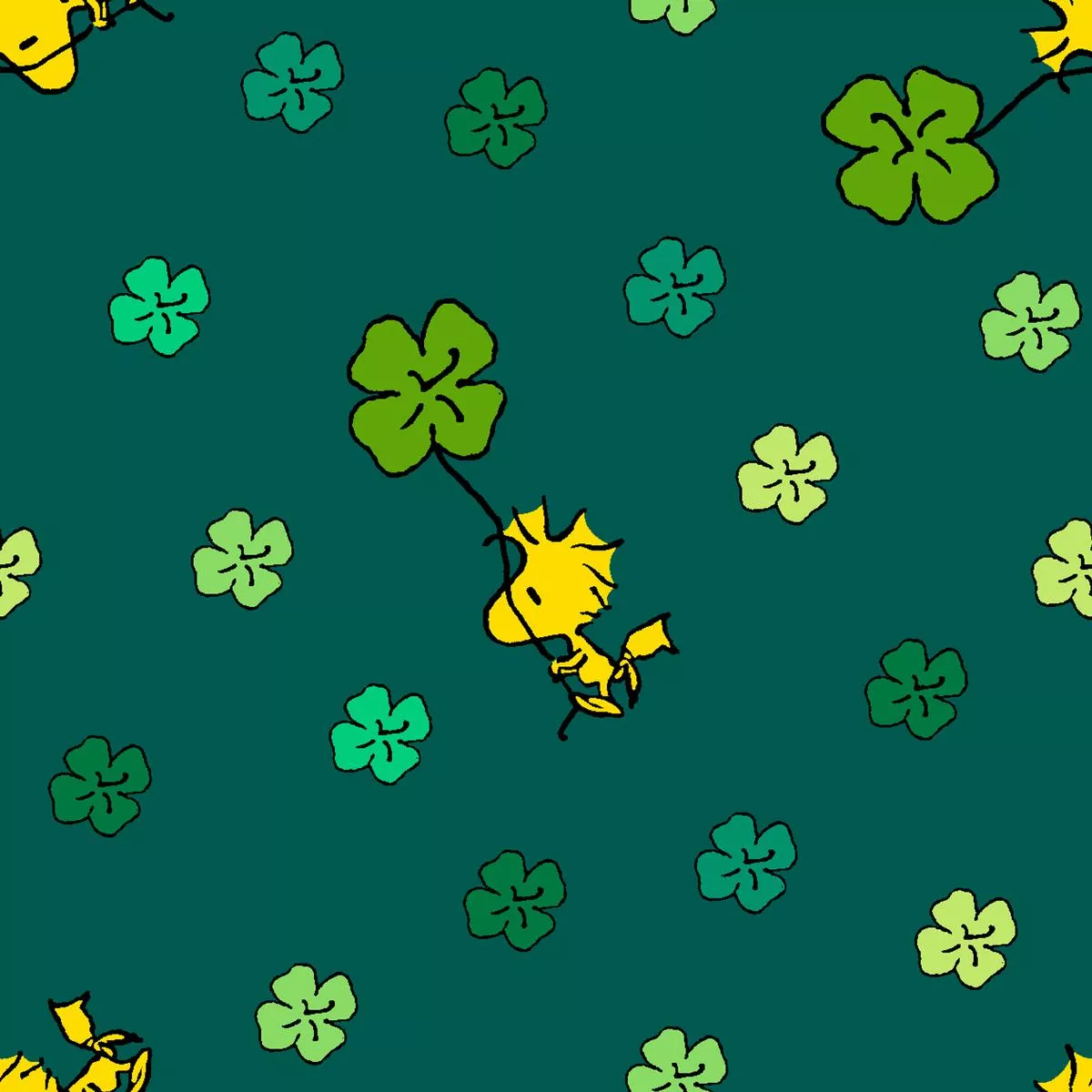 peanuts-woodstock-st-patrick-s-clover-fabric Peanuts Woodstock St. Patrick’s Clover Fabric