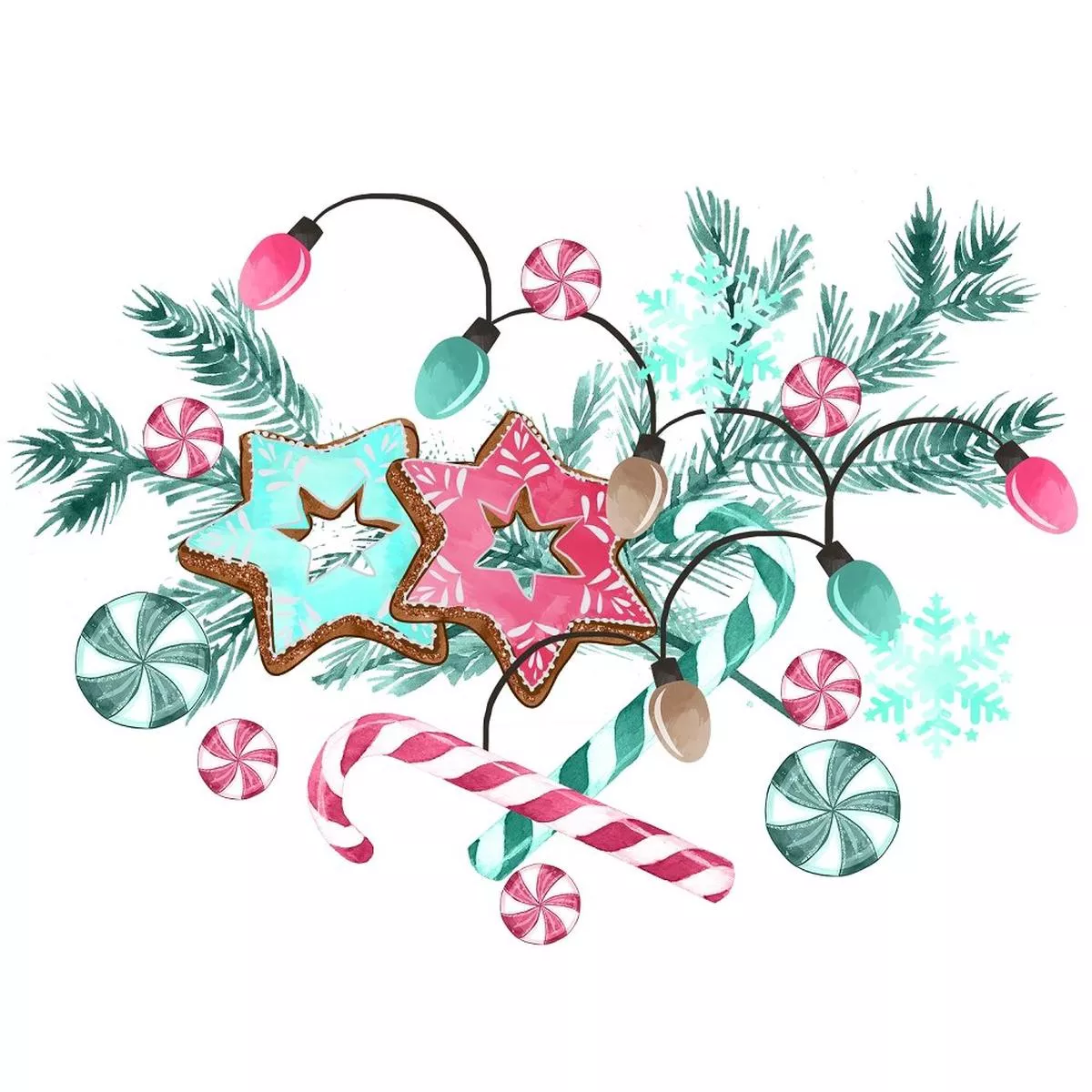 peppermint-christmas-scene-3-fabric-panel Peppermint Christmas Scene #3 Fabric Panel