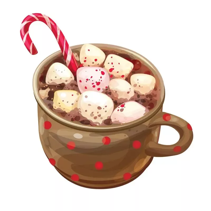 Peppermint Hot Chocolate Fabric Panel
