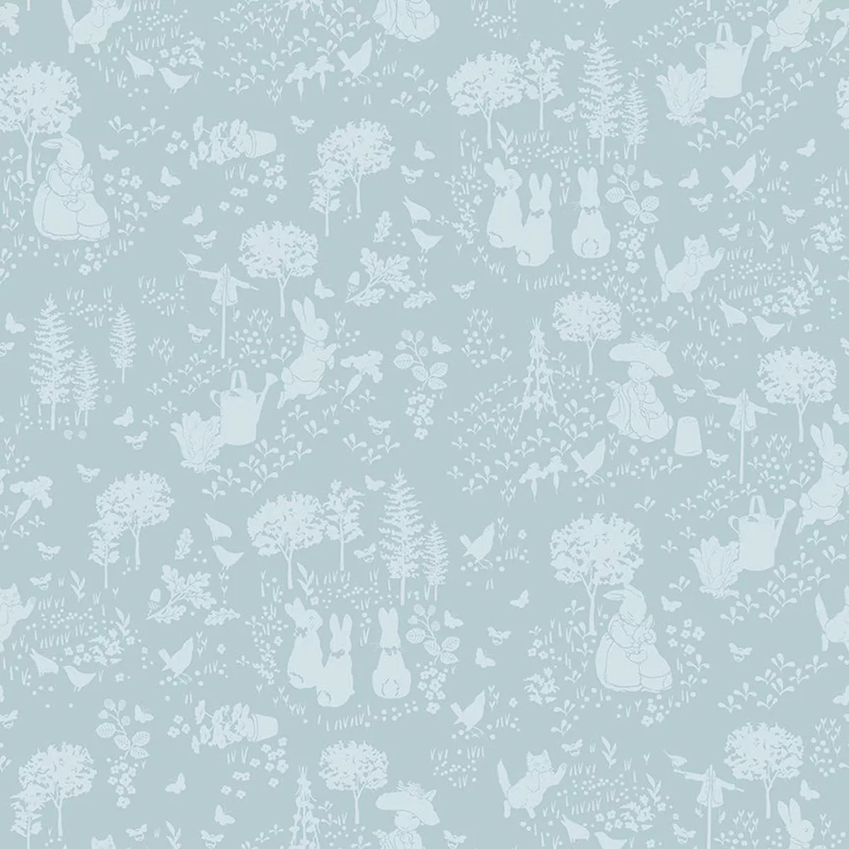 Peter Rabbit and Benjamin Bunny Tonal Garden Blue