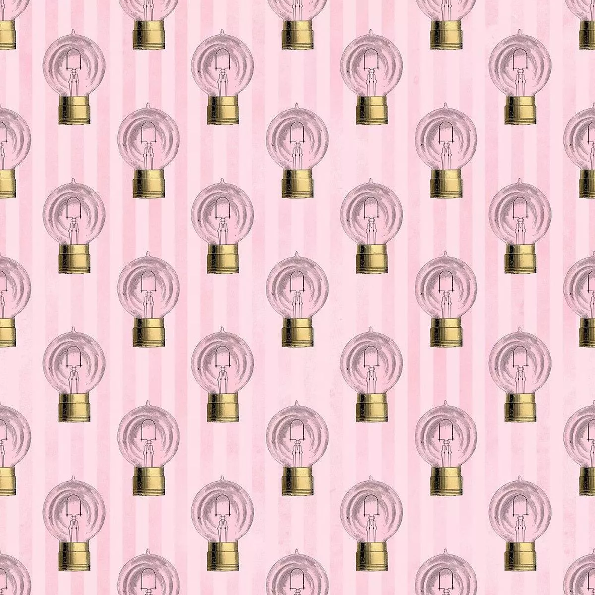 Pink and Gold Steampunk Bulbs Fabric