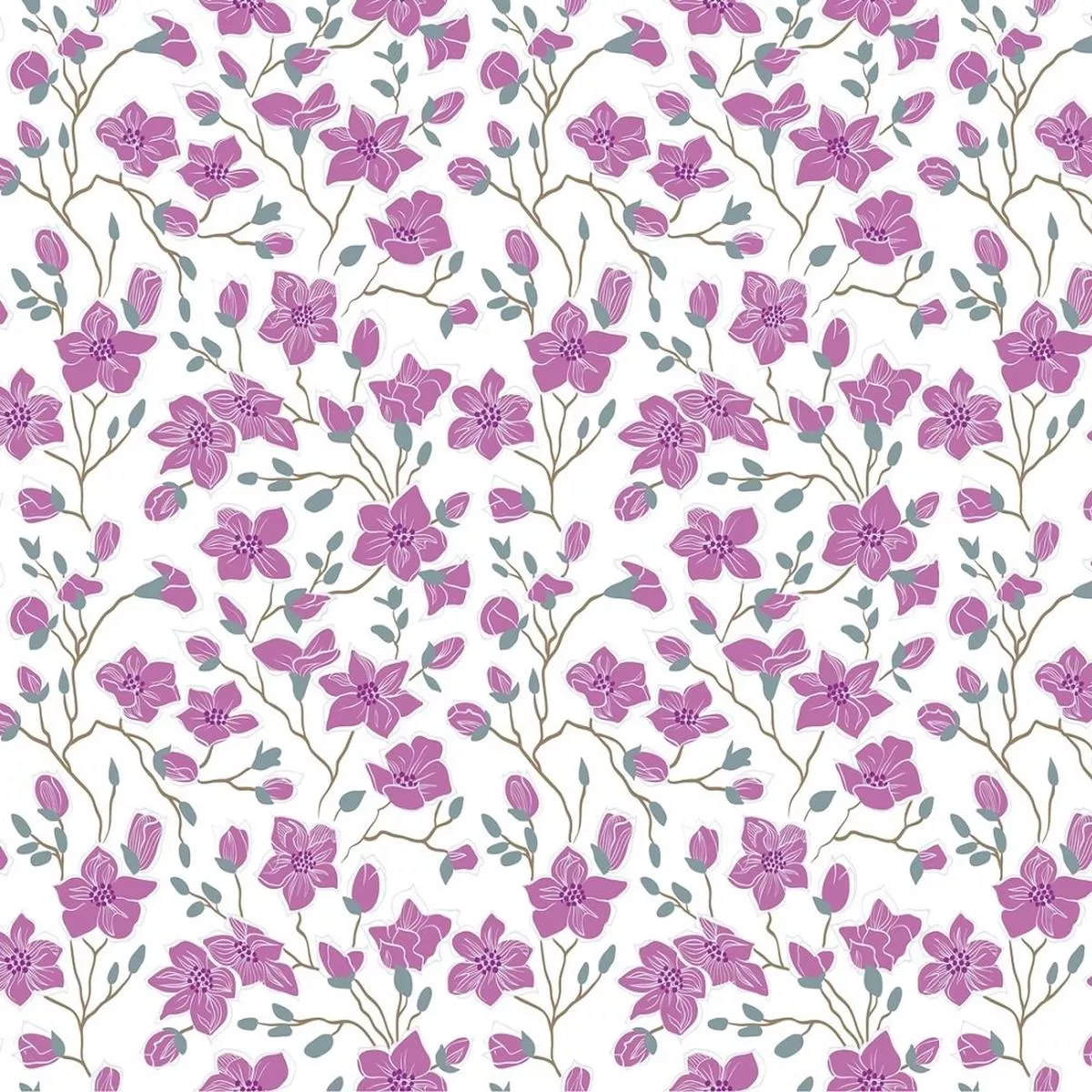 Pink Magnolia Flowers Fabric