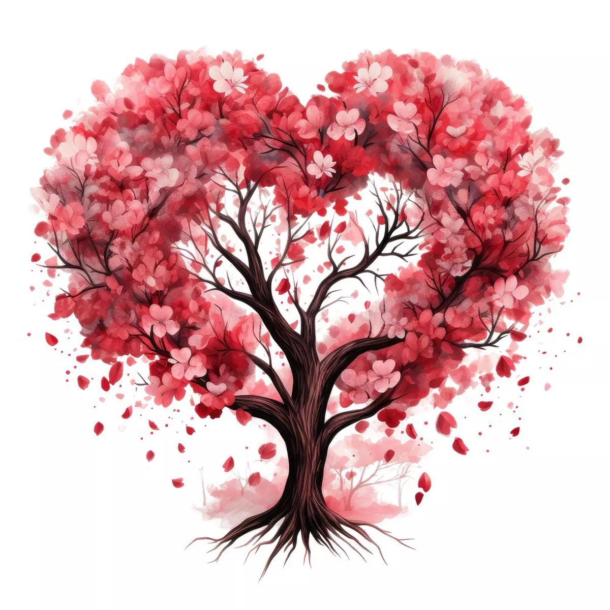 Pink Valentine Heart Tree #12 Fabric Panel