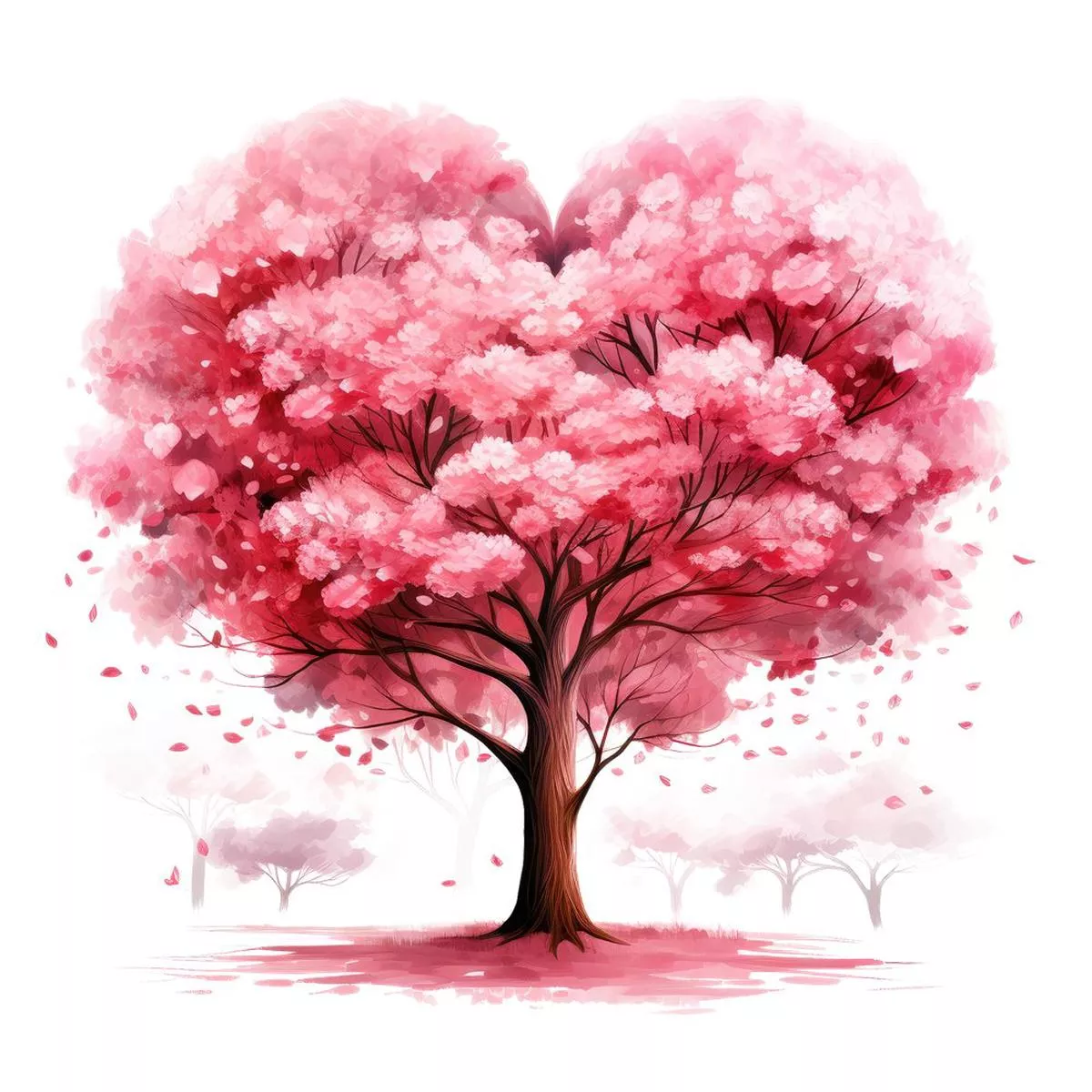 pink-valentine-heart-tree-2-fabric-panel Pink Valentine Heart Tree #2 Fabric Panel