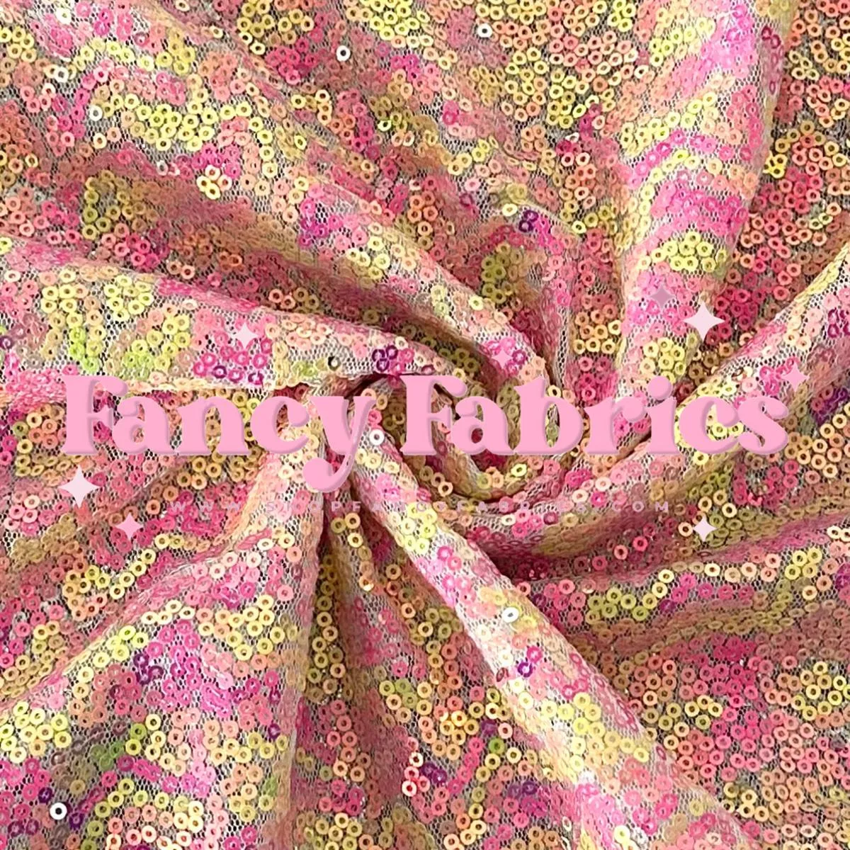 pink-yellow-stretch-sequin-mesh Pink + Yellow | Stretch Sequin Mesh