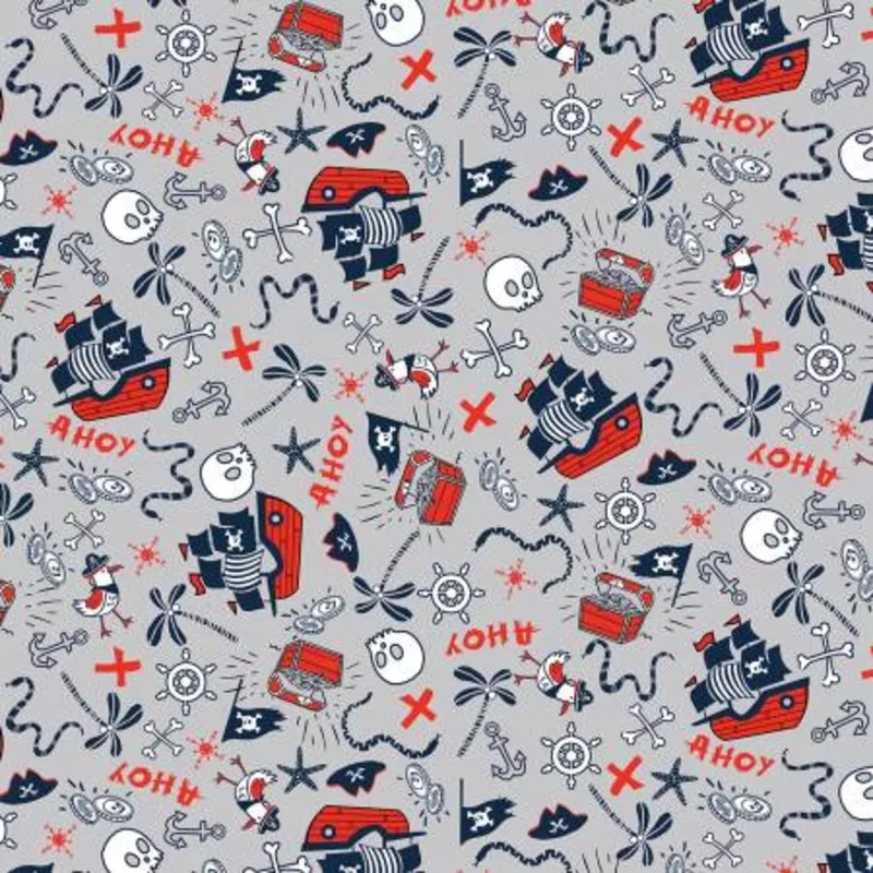 pirate-ships-skulls-on-grey Pirate Ships and Skulls on Grey