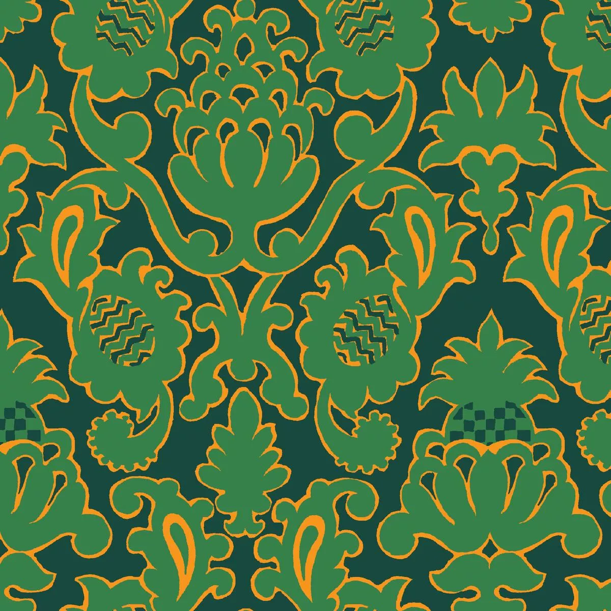Pistachio Manor on Green Fabric