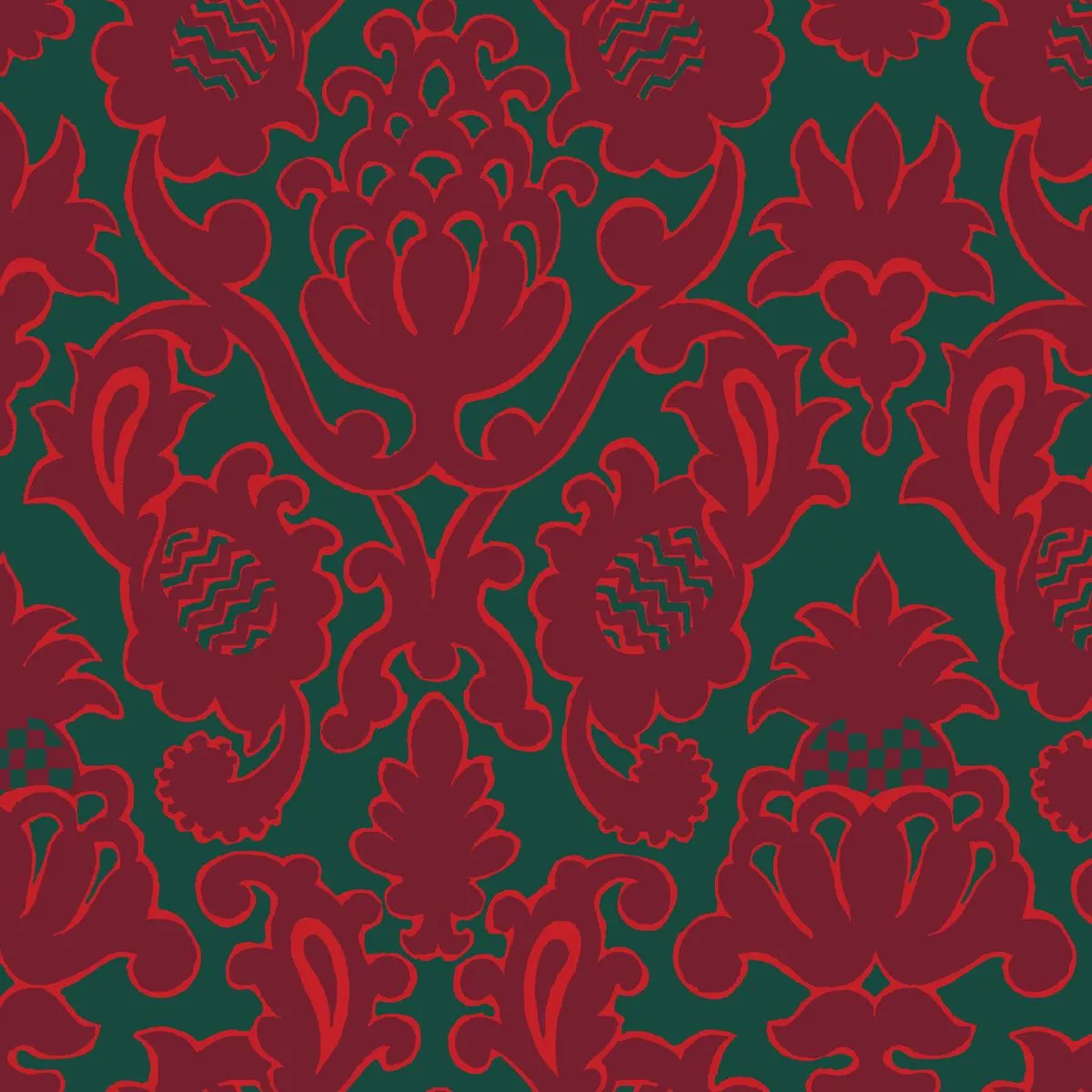 pistachio-manor-on-green-red-fabric Pistachio Manor on Green & Red Fabric