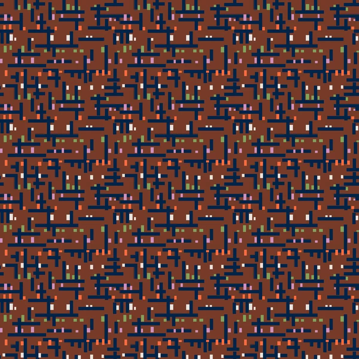 Pixel Stitch on Brown Fabric
