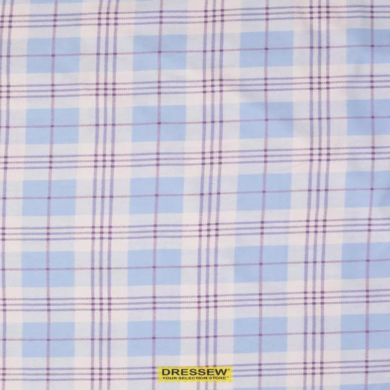 Plaid Flannelette White / Sky / Plum