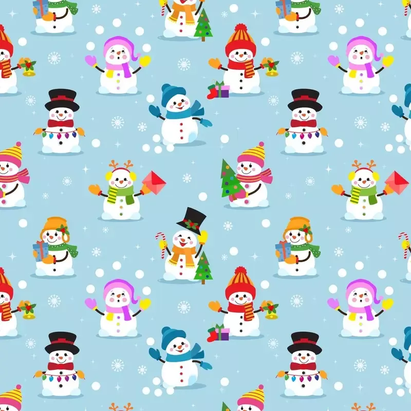 Playful Snowman Fabric – Blue
