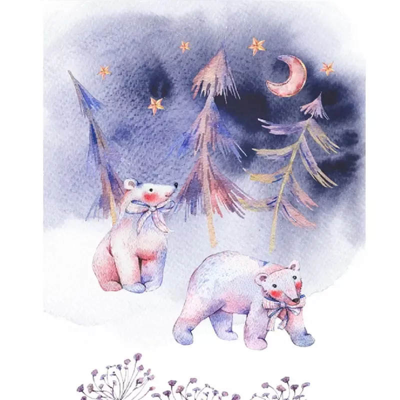 polar-bears-in-magical-forest-fabric-panel Polar Bears In The Magical Forest Fabric Panel