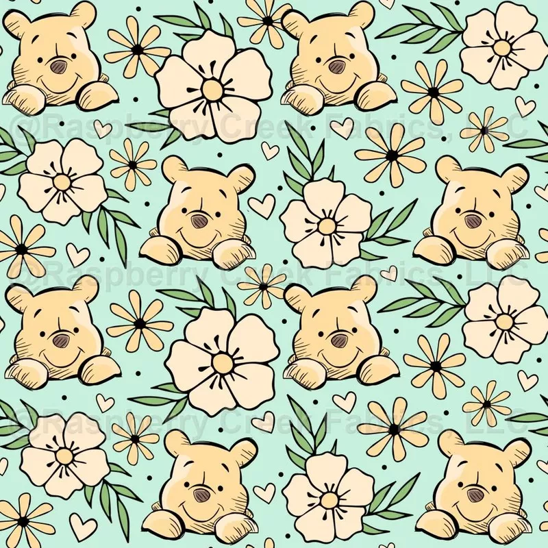 Pooh Floral on Mint