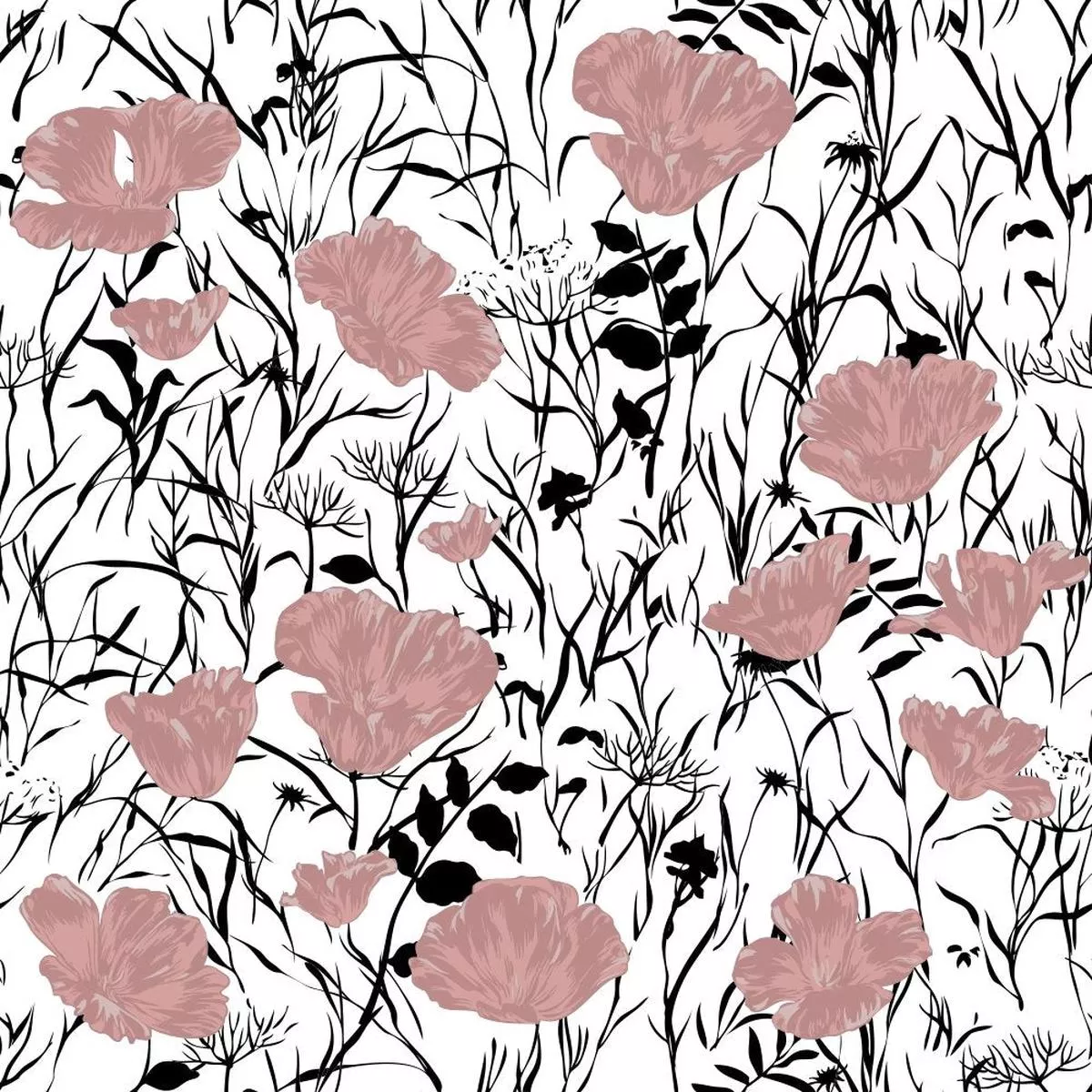Poppy Fields Fabric – Rose Gold