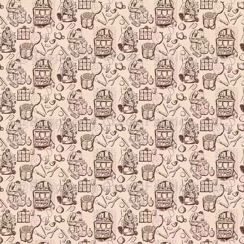 Pottery Studio Toile de Jouy Brown on Light Brown – Medium