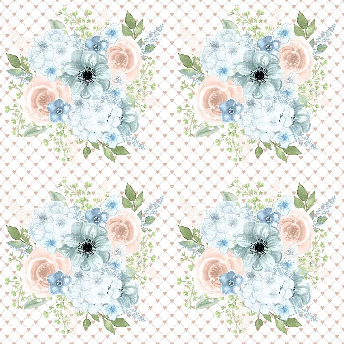 powder-blue-bouquets-on-hearts-fabric Powder Blue Bouquets on Hearts Fabric