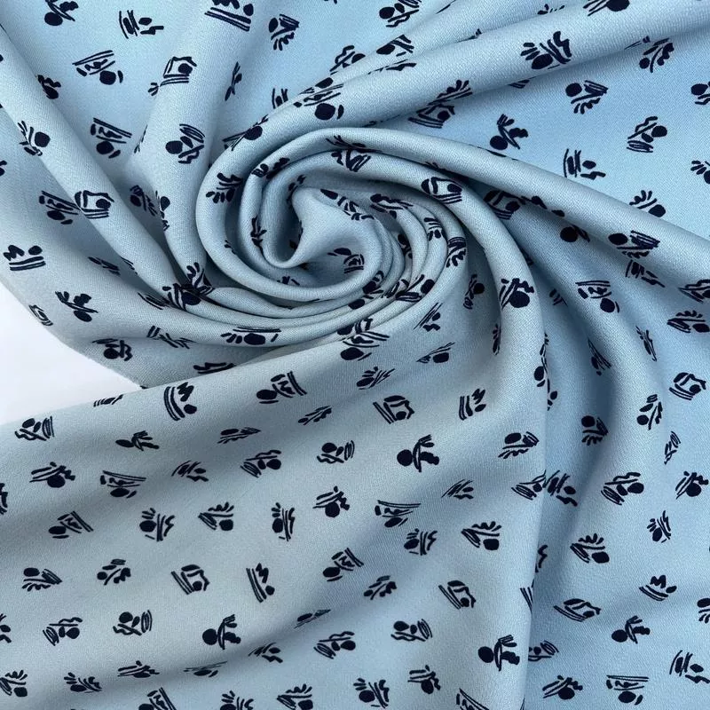 printed-blue-wool-satin-fabric Printed Blue Wool Satin Fabric