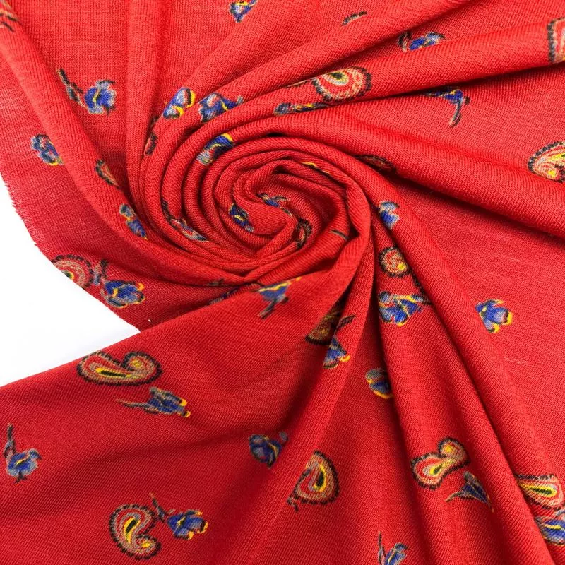 Printed Red Blue Knitted Acrylic