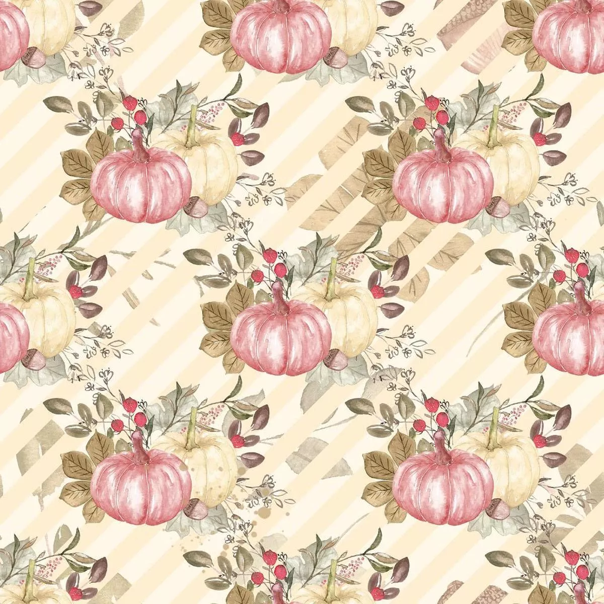 pumpkin-paradise-on-diagonal-stripes-fabric-tan Pumpkin Paradise on Diagonal Stripes Fabric – Tan