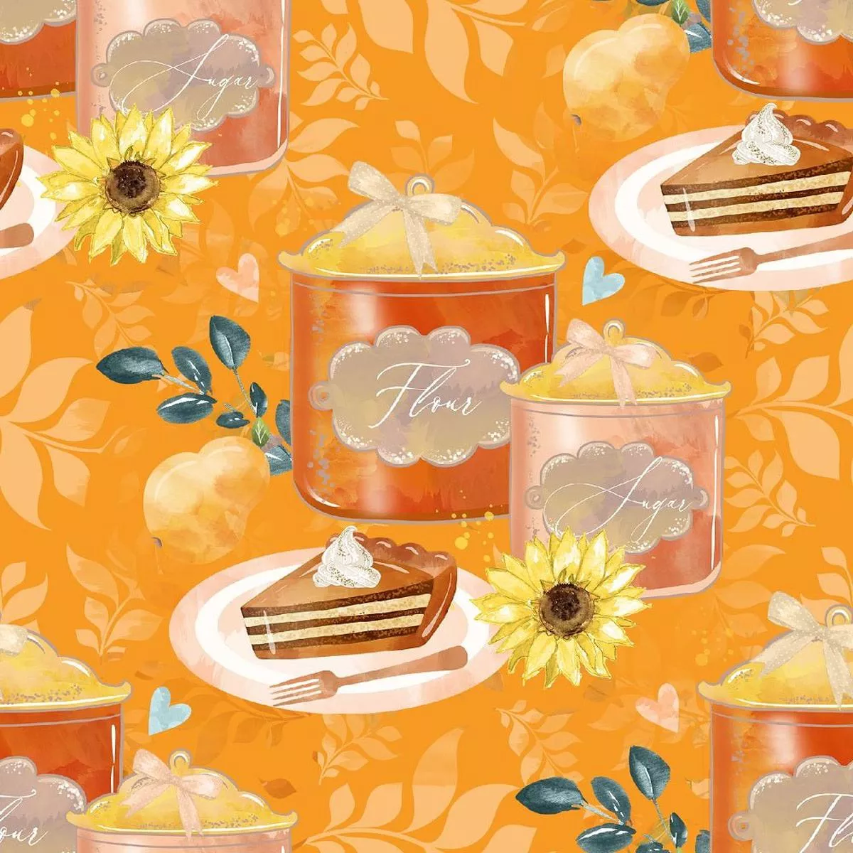 Pumpkin Pie Sugar and Flour Fabric – Orange