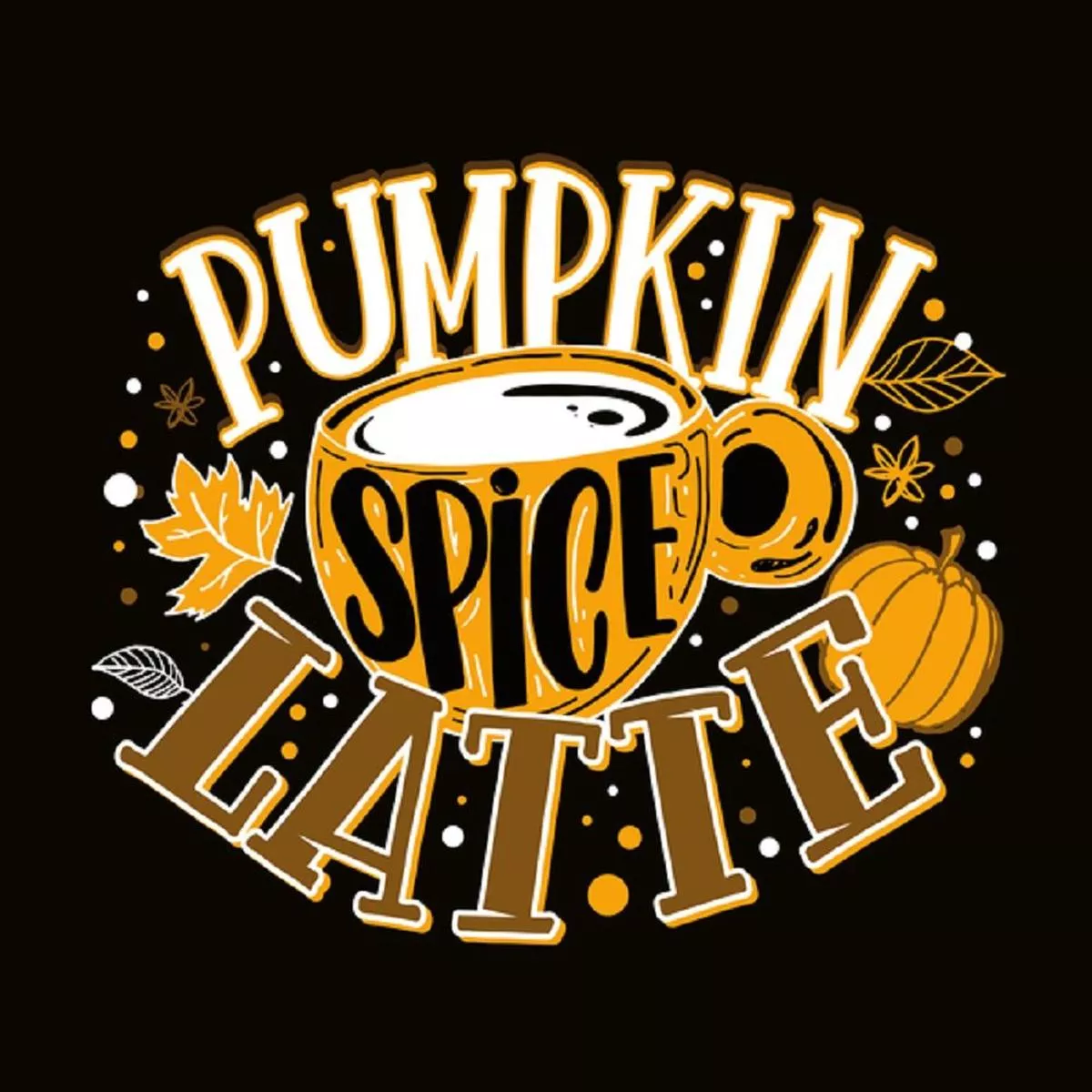 Pumpkin Spice Latte Fabric Panel – Black