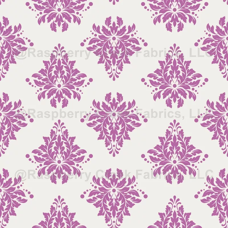 Purple Damask on Ivory