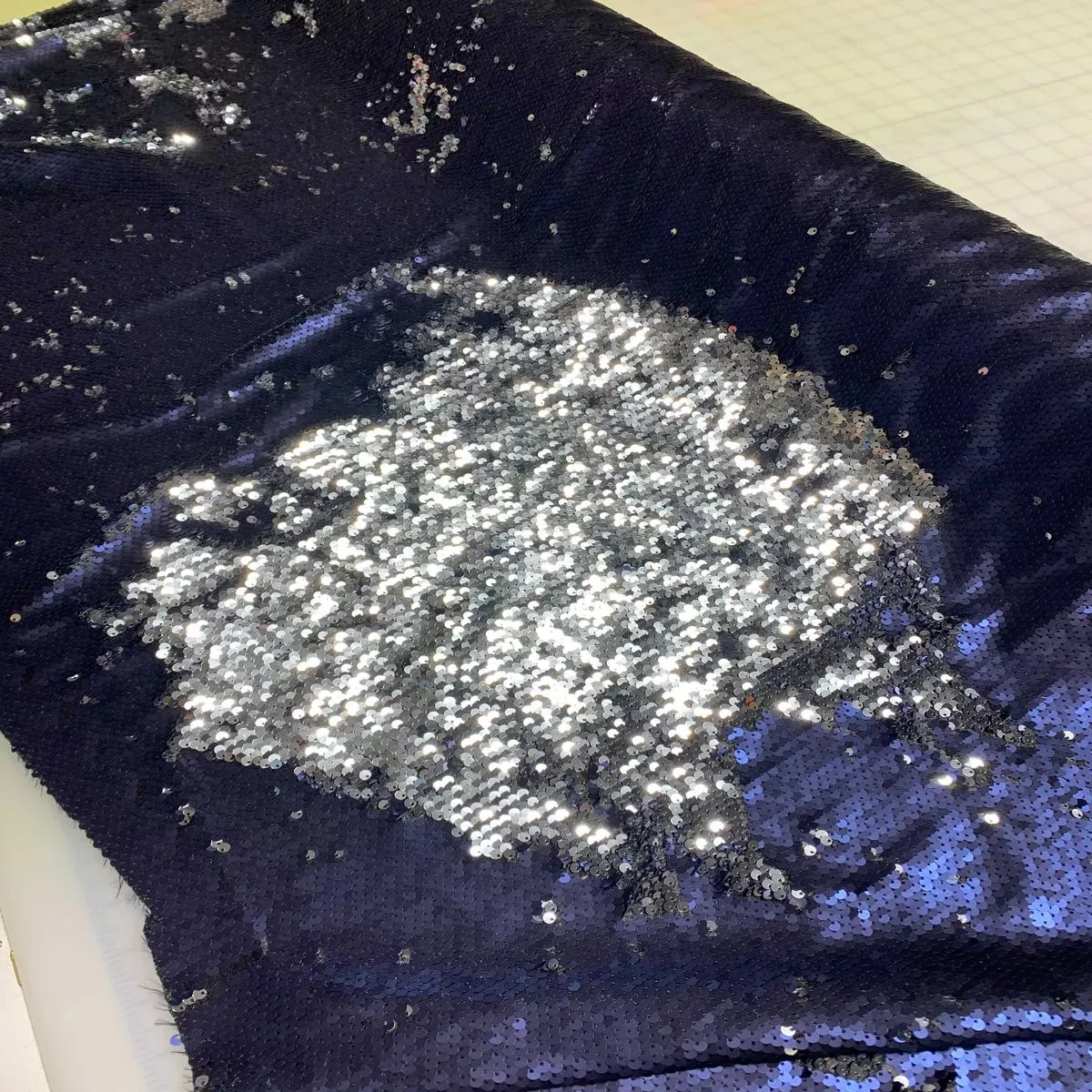 Purple Silver Oil Slick – Reversible Sequin Fabric