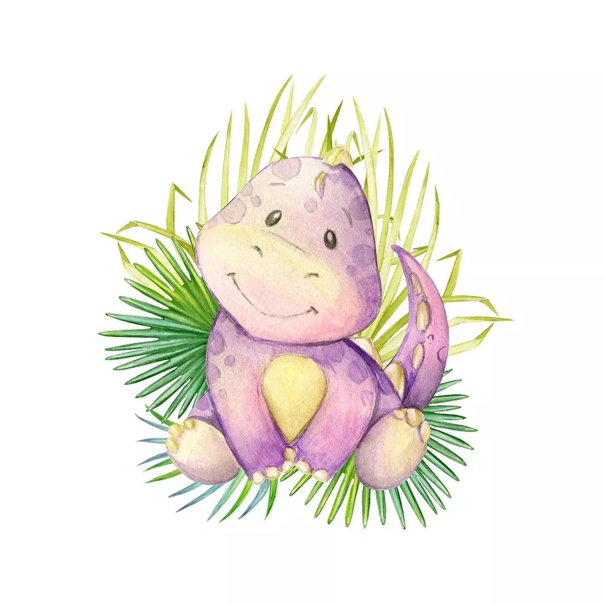 purple-watercolor-dinosaur-fabric-panel Purple Watercolor Dinosaur Fabric Panel