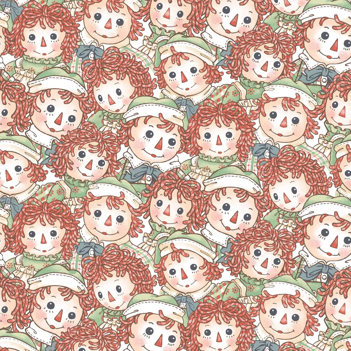 raggedy-ann-andy-green-fabric Raggedy Ann and Andy Green Fabric