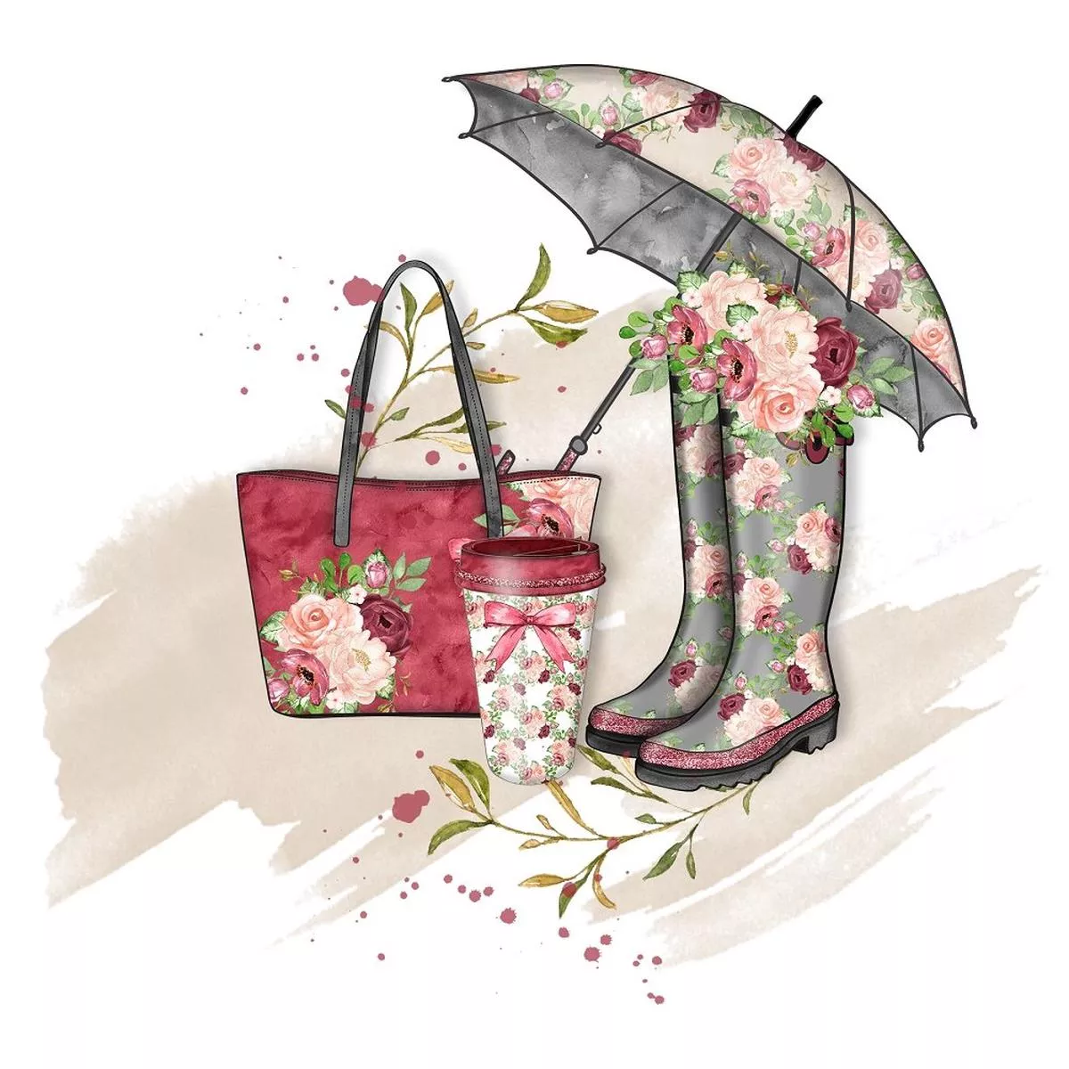 Rain Romance Arrangement #4 Fabric Panel