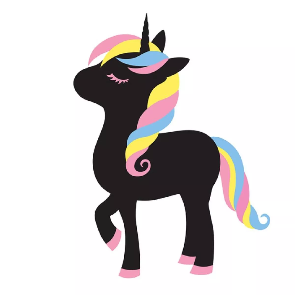 rainbow-hair-unicorn-fabric-panel-white Rainbow Hair Unicorn Fabric Panel – White