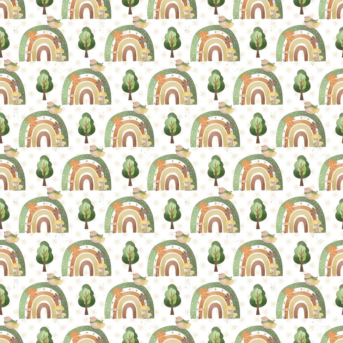 rainbows-in-forest-fabric-white Rainbows In The Forest Fabric – White