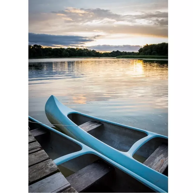 Realistic Boats on a Lake Fabric Panel