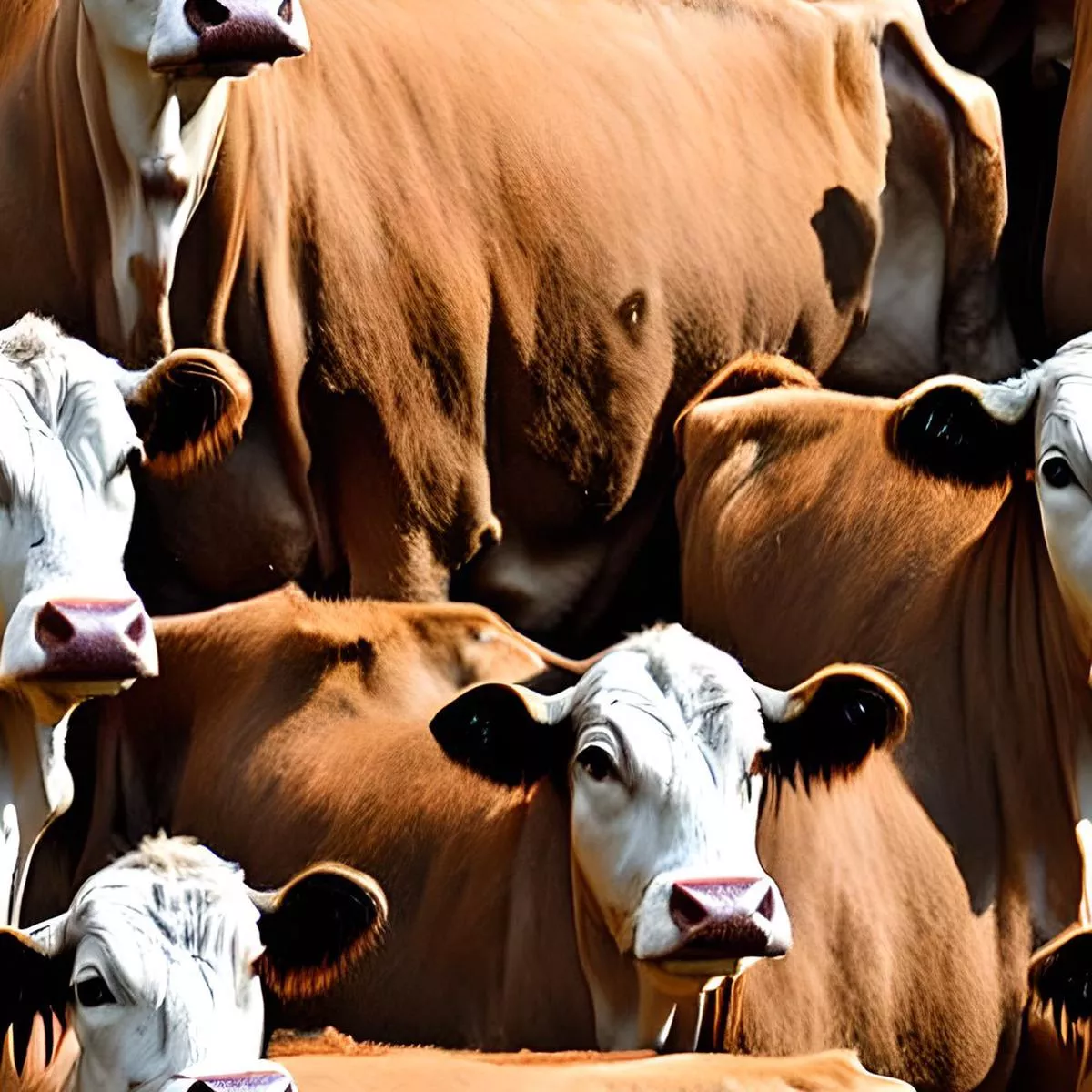 Realistic Packed Cows Pattern #4 Fabric