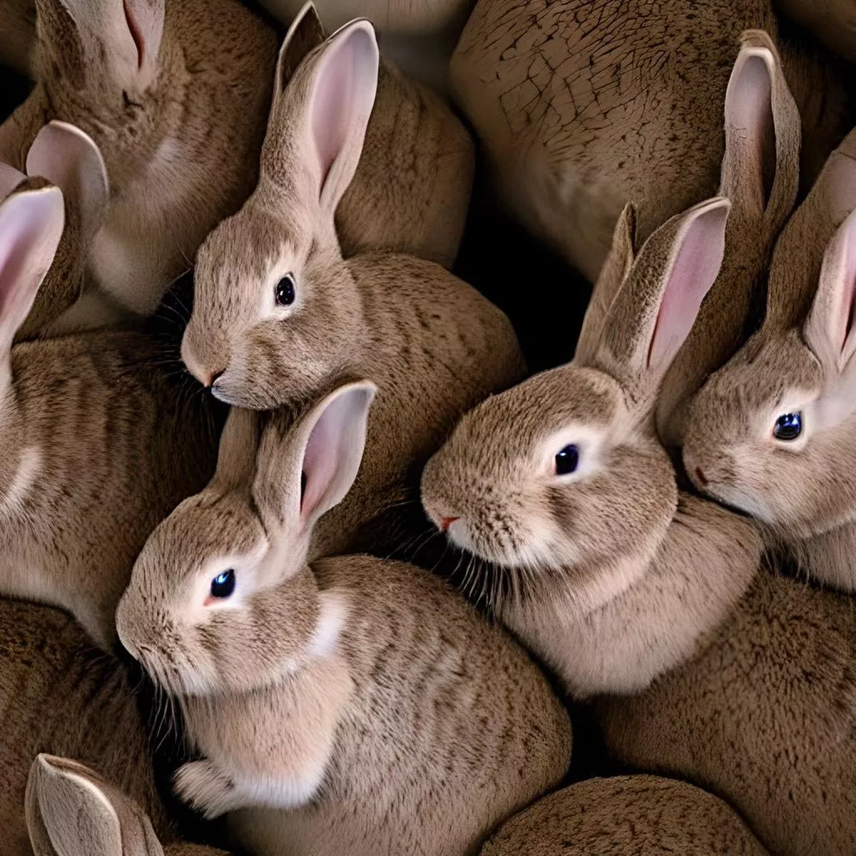 realistic-packed-rabbits-pattern-2-fabric Realistic Packed Rabbits Pattern #2 Fabric