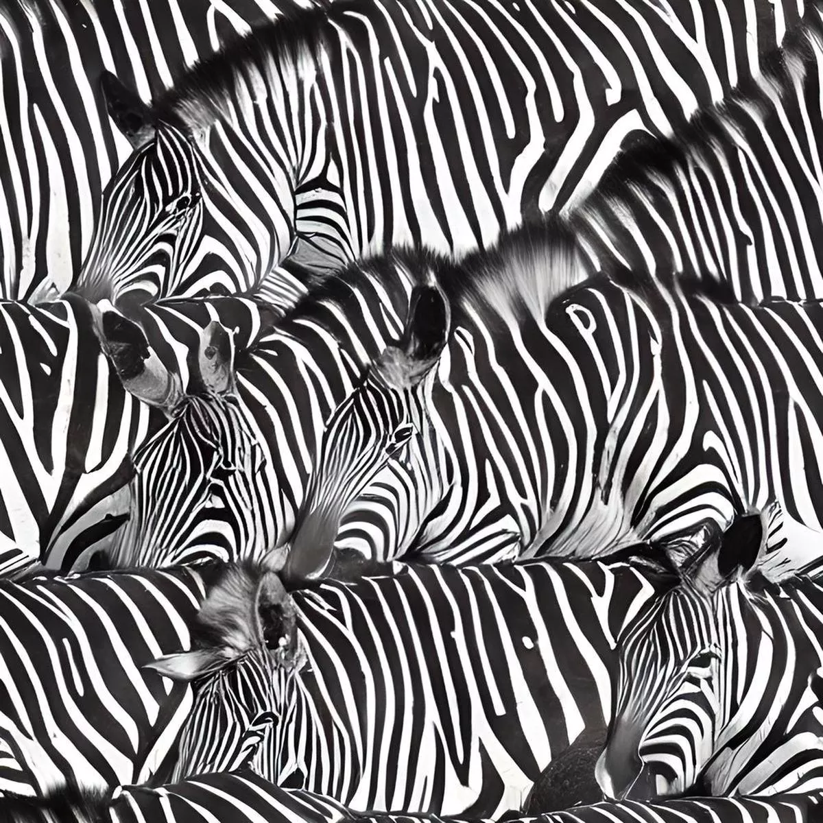 Realistic Packed Zebras Pattern #1 Fabric