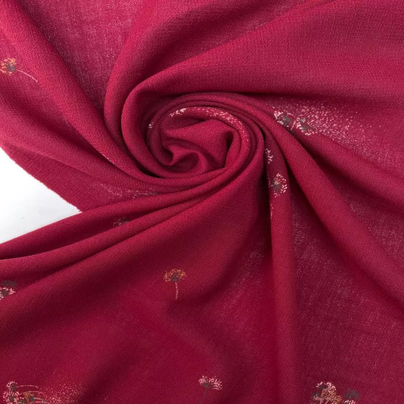 red-floral-wool-crepe-fabric Red Floral Wool Crepe Fabric
