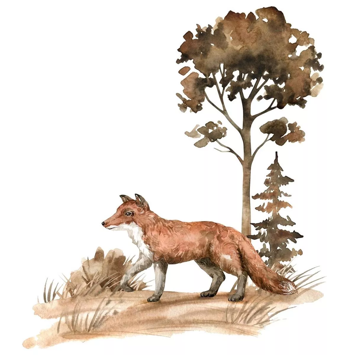 Red Fox In The Wild Fabric Panel