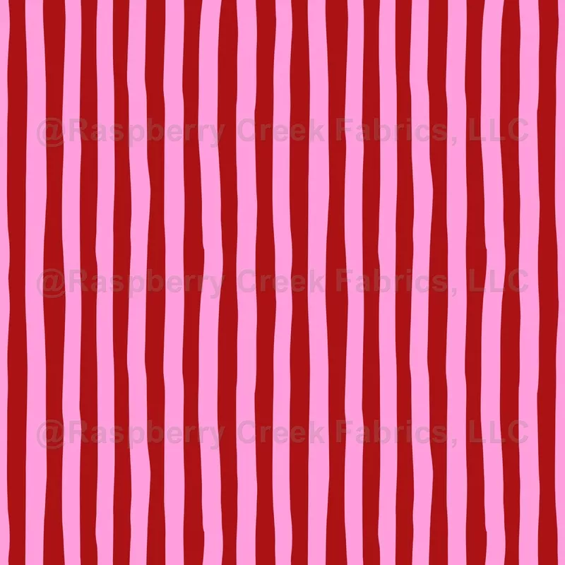 Red & Light Pink Wonky Stripes
