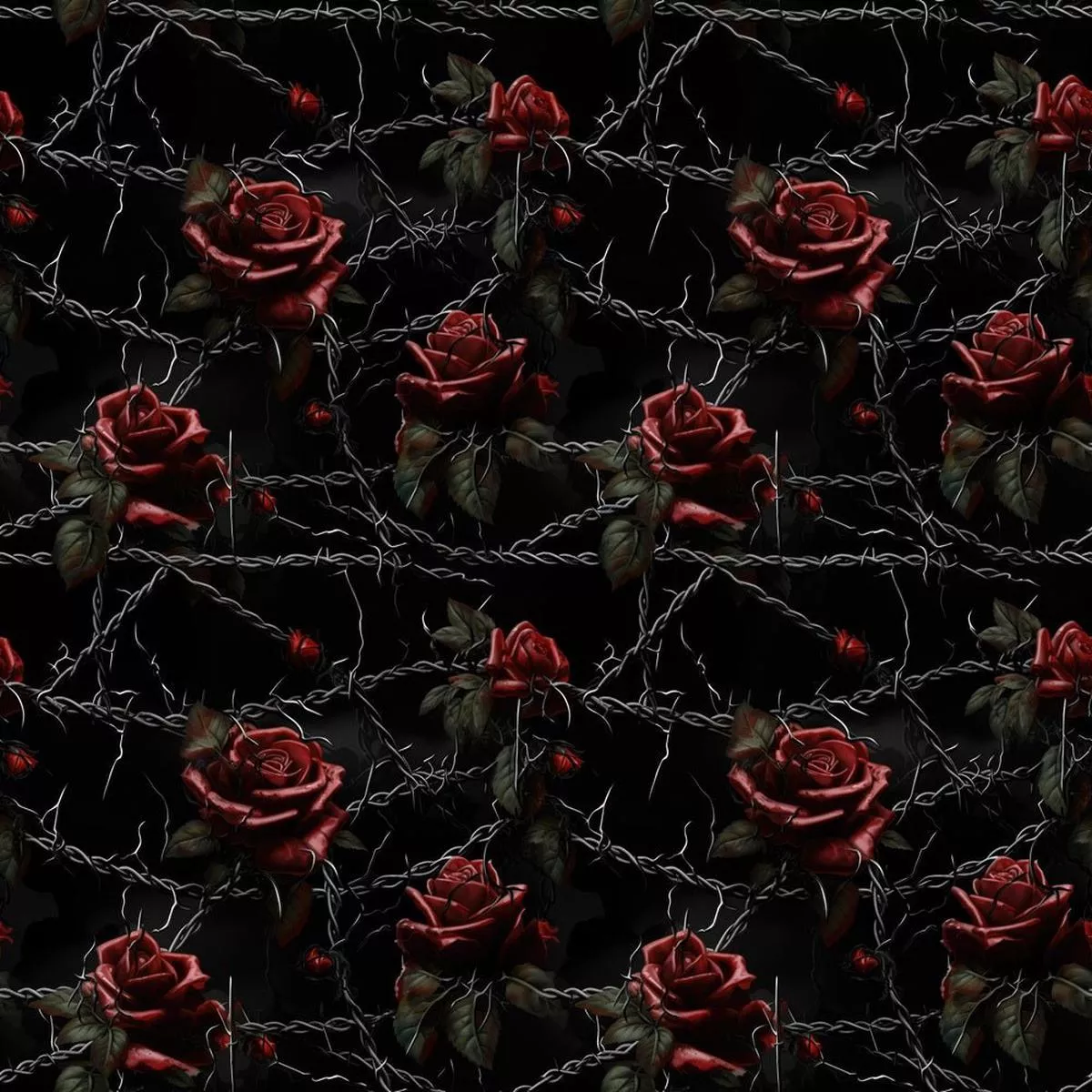 Red Roses, Chains, & Vines Fabric