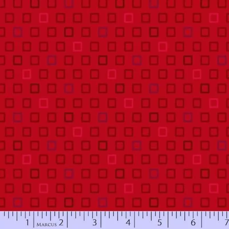 Red Squares cotton print, Studio 37 Fabrics
