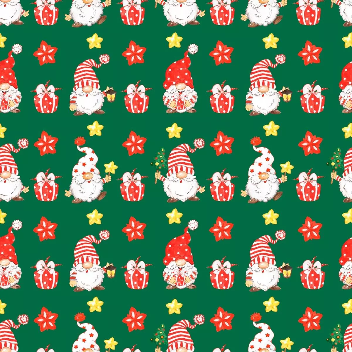 Reindeer and Gnomes Pattern 5 Quilting Cotton Fabric
