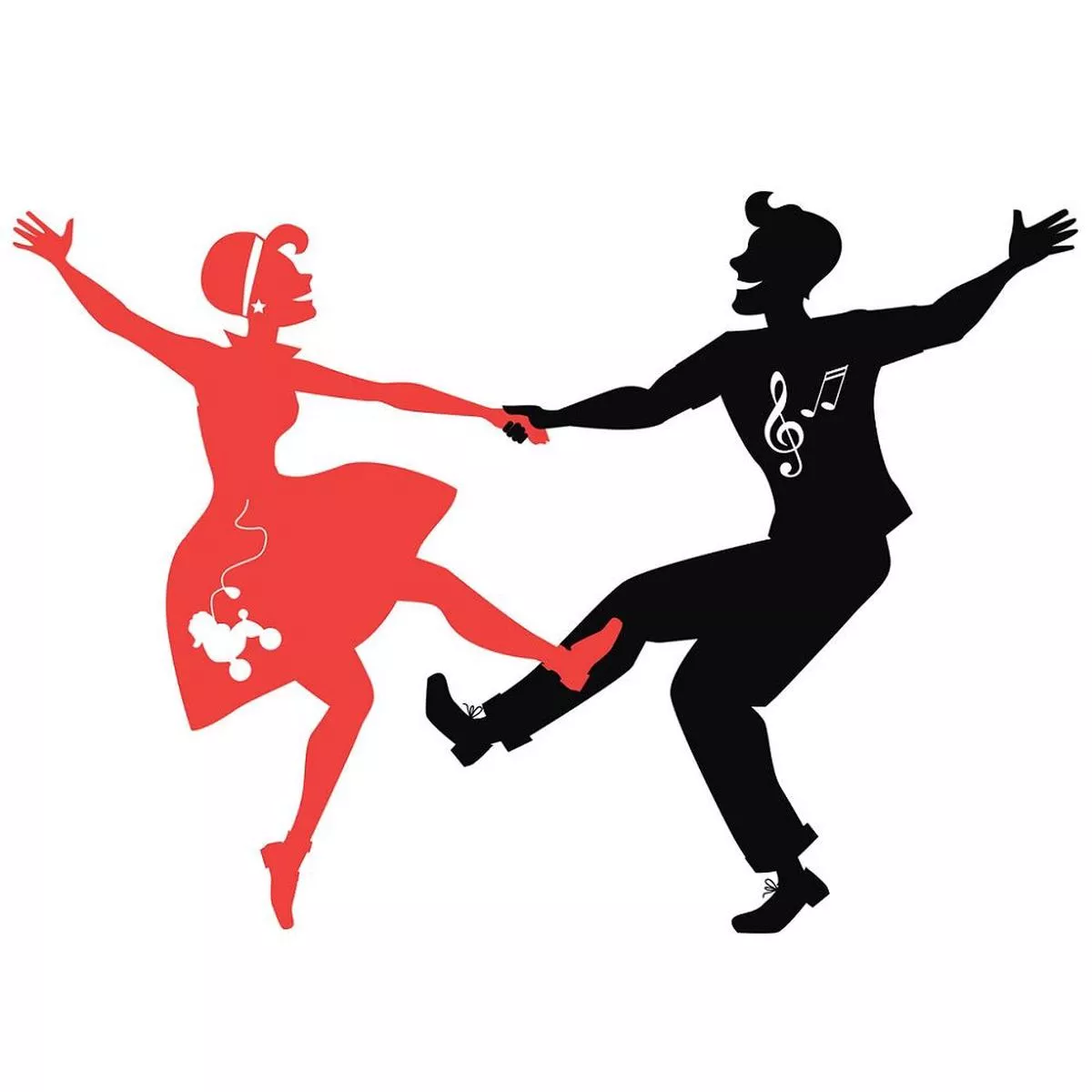 Retro 1950s Couple Dancing Fabric Panel